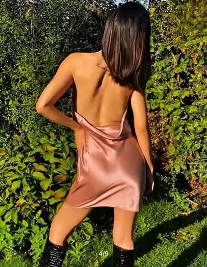 Veloria Satin Backless Dress